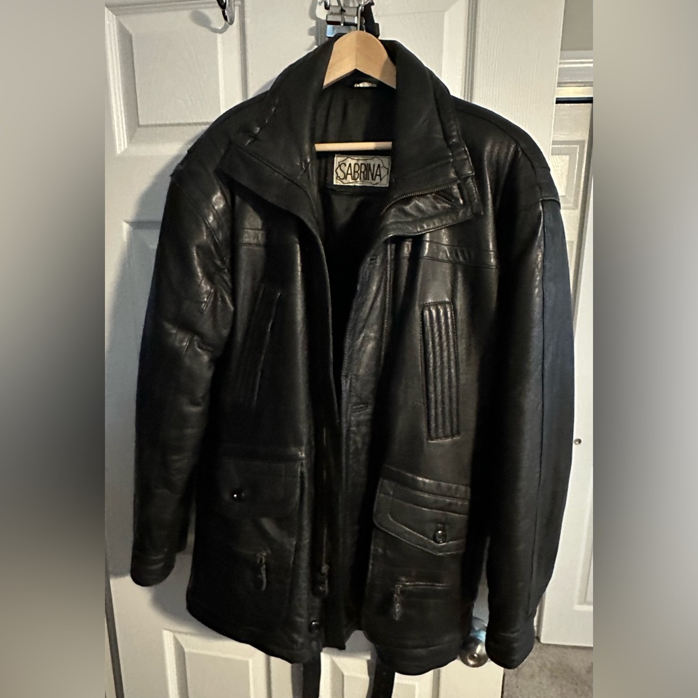 Heavy, warm men’s leather jacket..